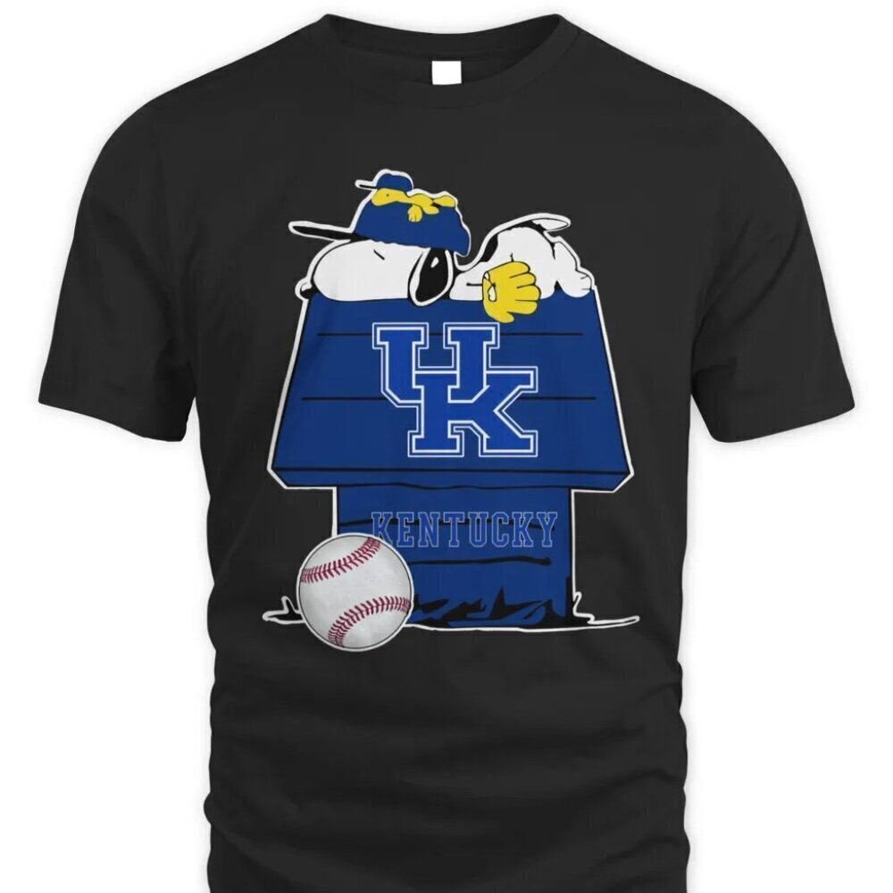 Kentucky Wildcats Snoopy Woodstock Baseball Graphic T-Shirt NCAA Fan Game Day